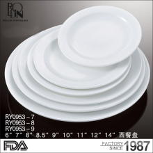 Wholesale good quality restaurant buffet dinner plate white hotel porcelain plates